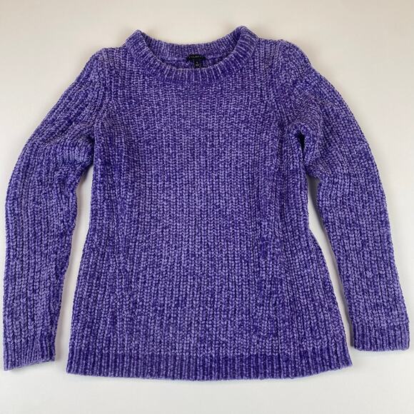 Talbots purple chenille knit crewneck sweater Cozy Winter Sz Small - Picture 1 of 9